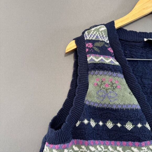 Northern Reflections Button Up Sweater Vest Vintage 90s Size Large Cotton Blend - Picture 4 of 11